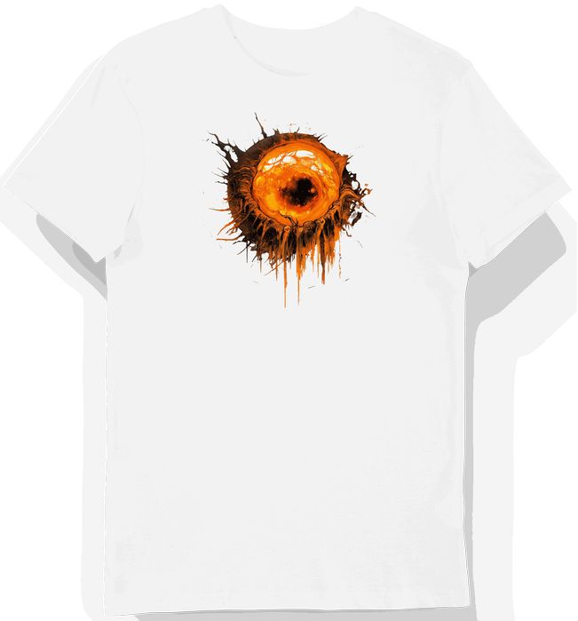 Koszulka męska biała z motywem pomarańczowego potwora M