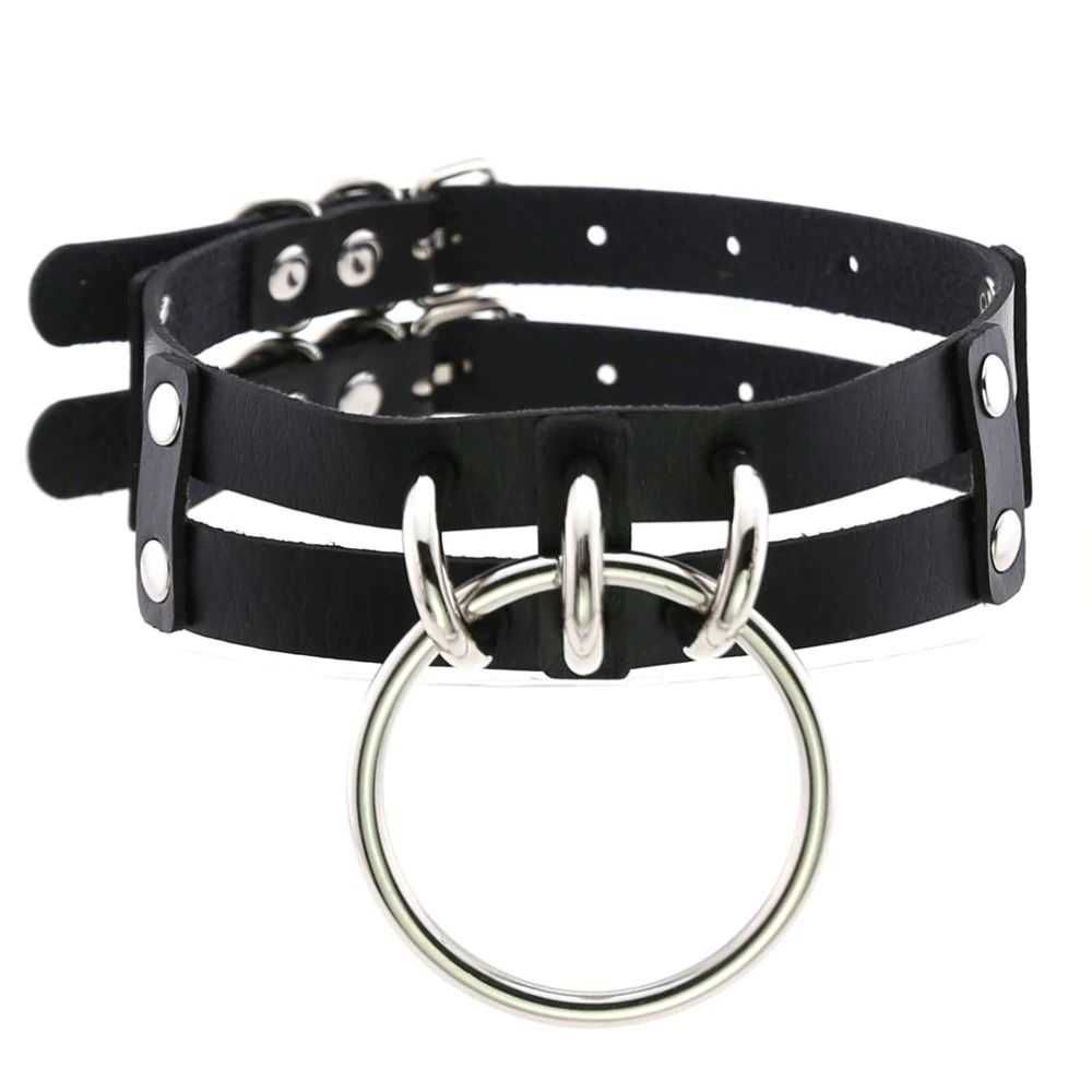 Choker z dużym kółkiem / czarny / gothic Halloween