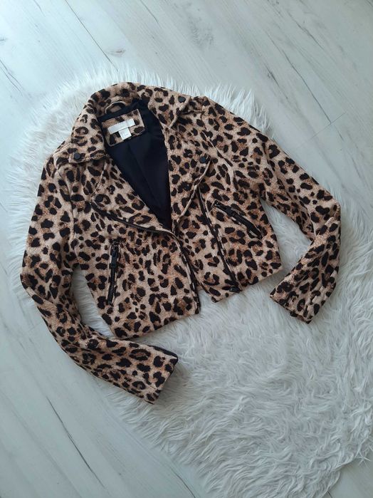 Piękna krótka kurtka ramoneska panterka XS 34