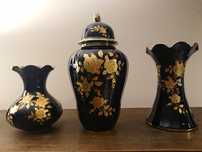 Porcelana Echt Kobalt Bavaria Germany 24Karat Gold amfora wazon