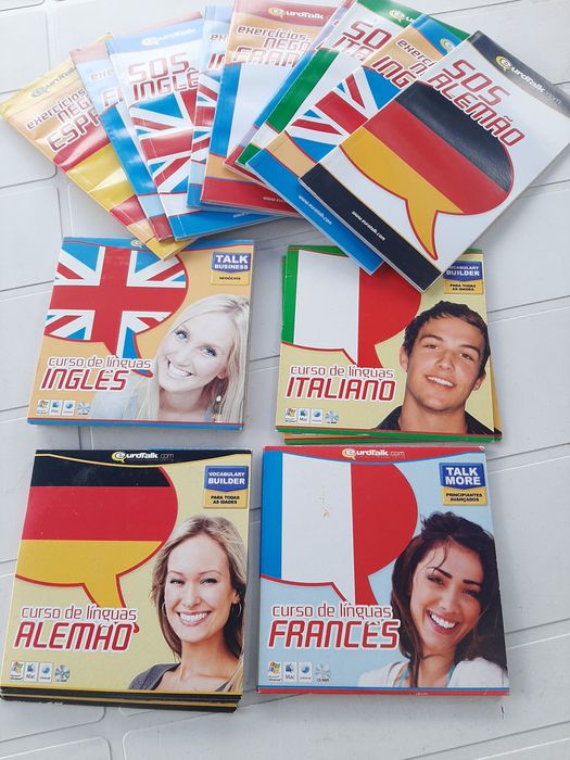 CDs e livros, aprender inglês, francês, italiano, alemão e espanhol