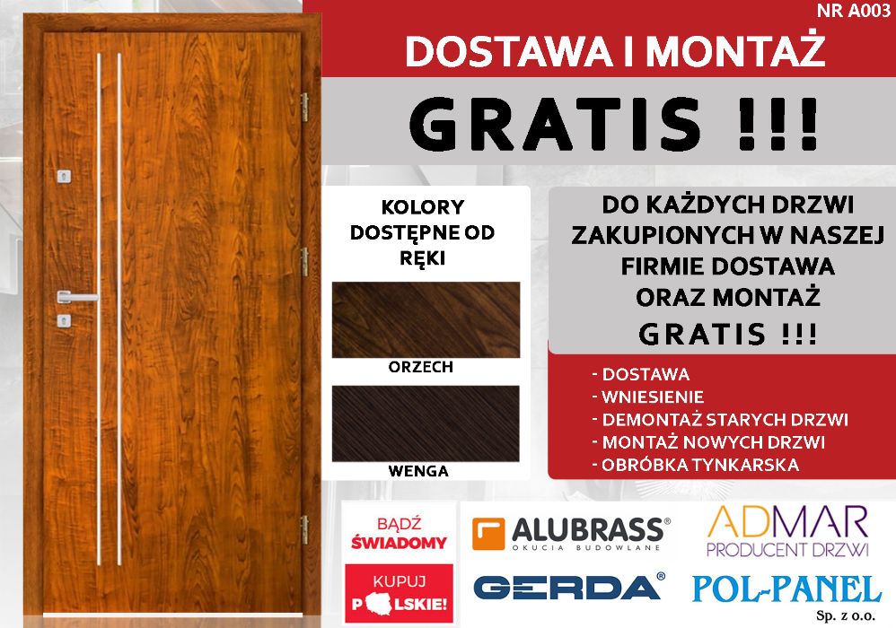 Drzwi wejściowe do mieszkań w bloku BEZ UKRYTYCH KOSZTÓW z montażem !