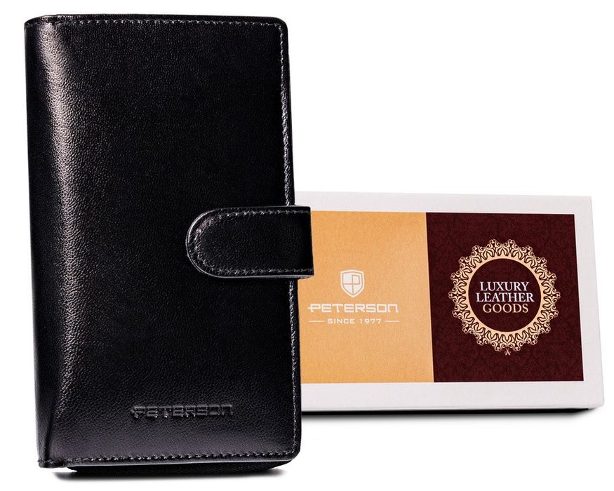 pionowy portfel damski ze skóry naturalnej - peterson