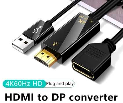 HDMI para DP (DisplayPort) Converter 4K60Hz HD (novo)