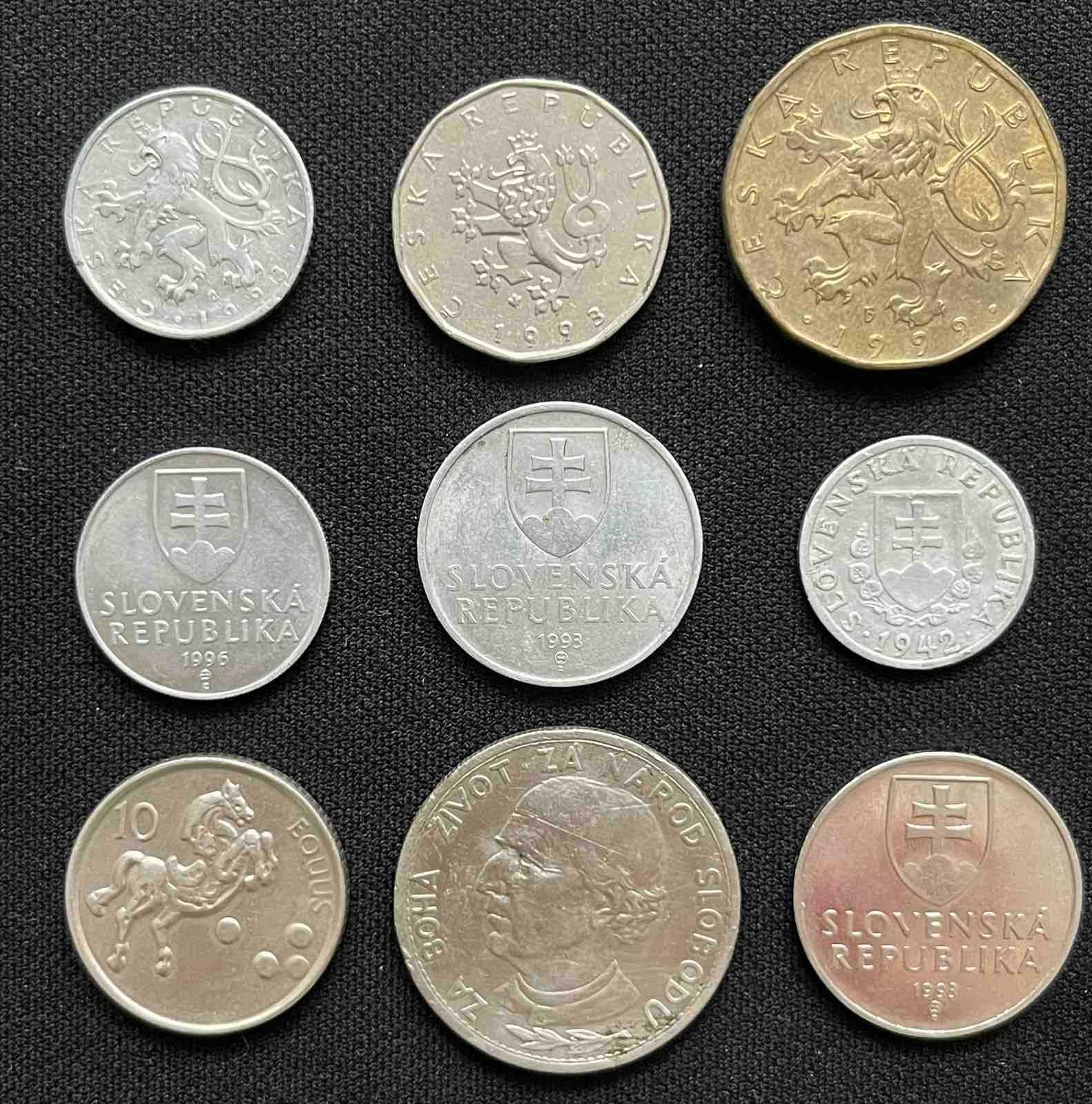Монети Чехії, Словаччини і Словенії