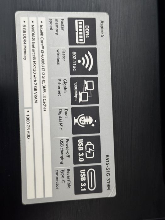 Продам ноутбук Acer Aspire 5 A515-51G-319M