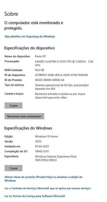 Computador ACER I3 INTEL 3,3GHz 16GB NVIDIA 2GB SSD 500GB WIN10