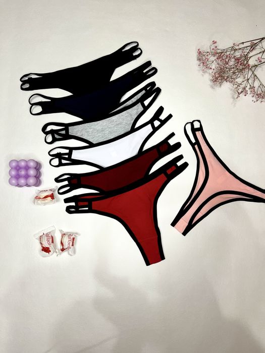 Зручні бавовняні трусики-стрінги у 7-ми кольорах