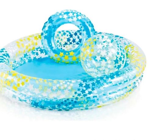 Дитячий надувний басейн Intex «Зірки»  з надувним кругом та м'ячем, бл