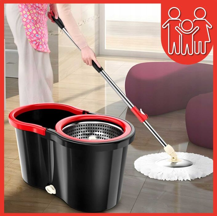 MOP OBROTOWY ROTACYJNY Z WIADREM dwukomorowym wkłady+gratis gąbki