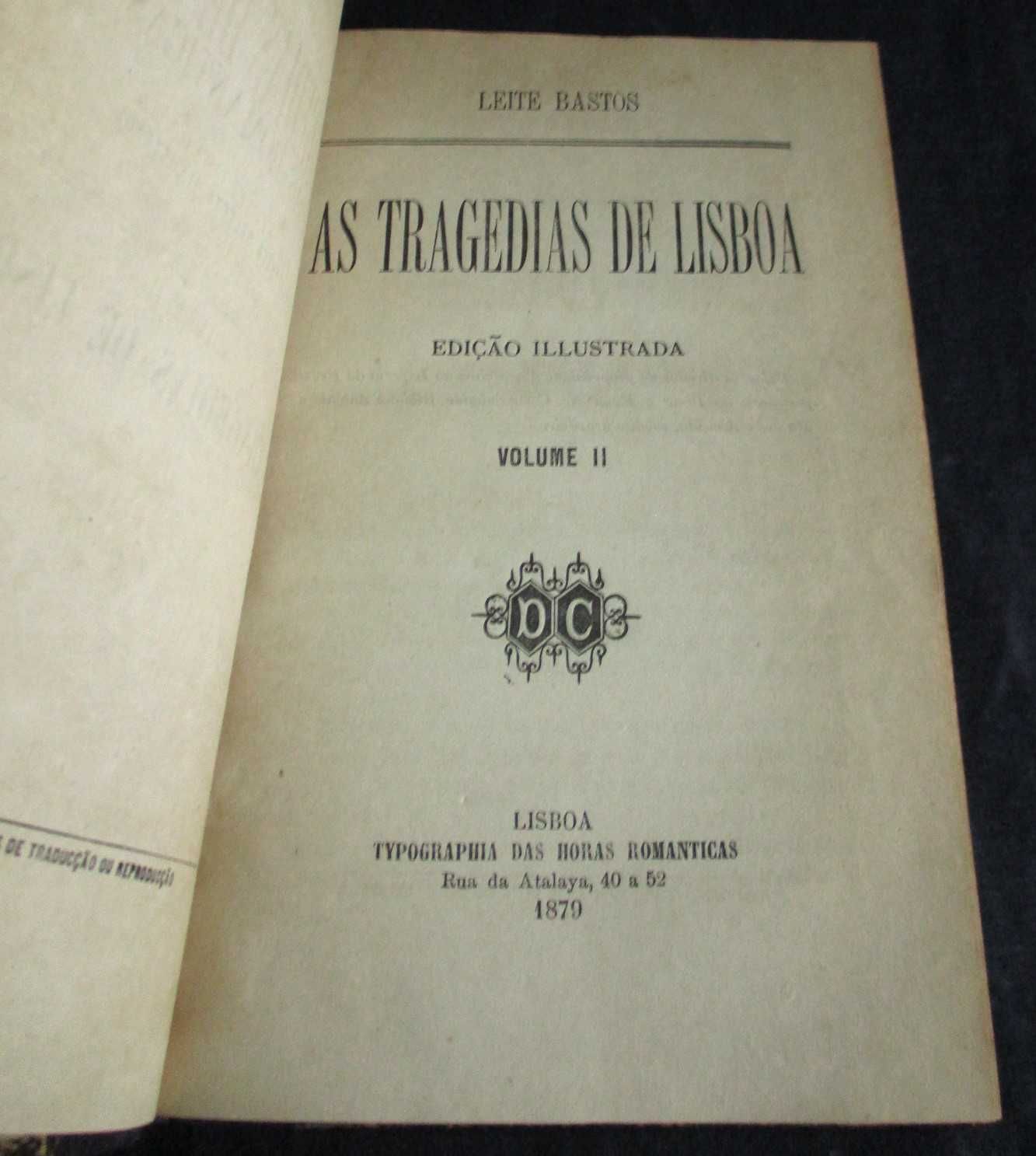 Livro As Tragédias de Lisboa Francisco Leite Bastos 4 Volumes 1879