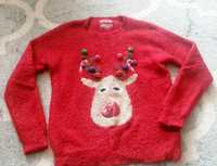 Sweterek czerwony świąteczny renifer