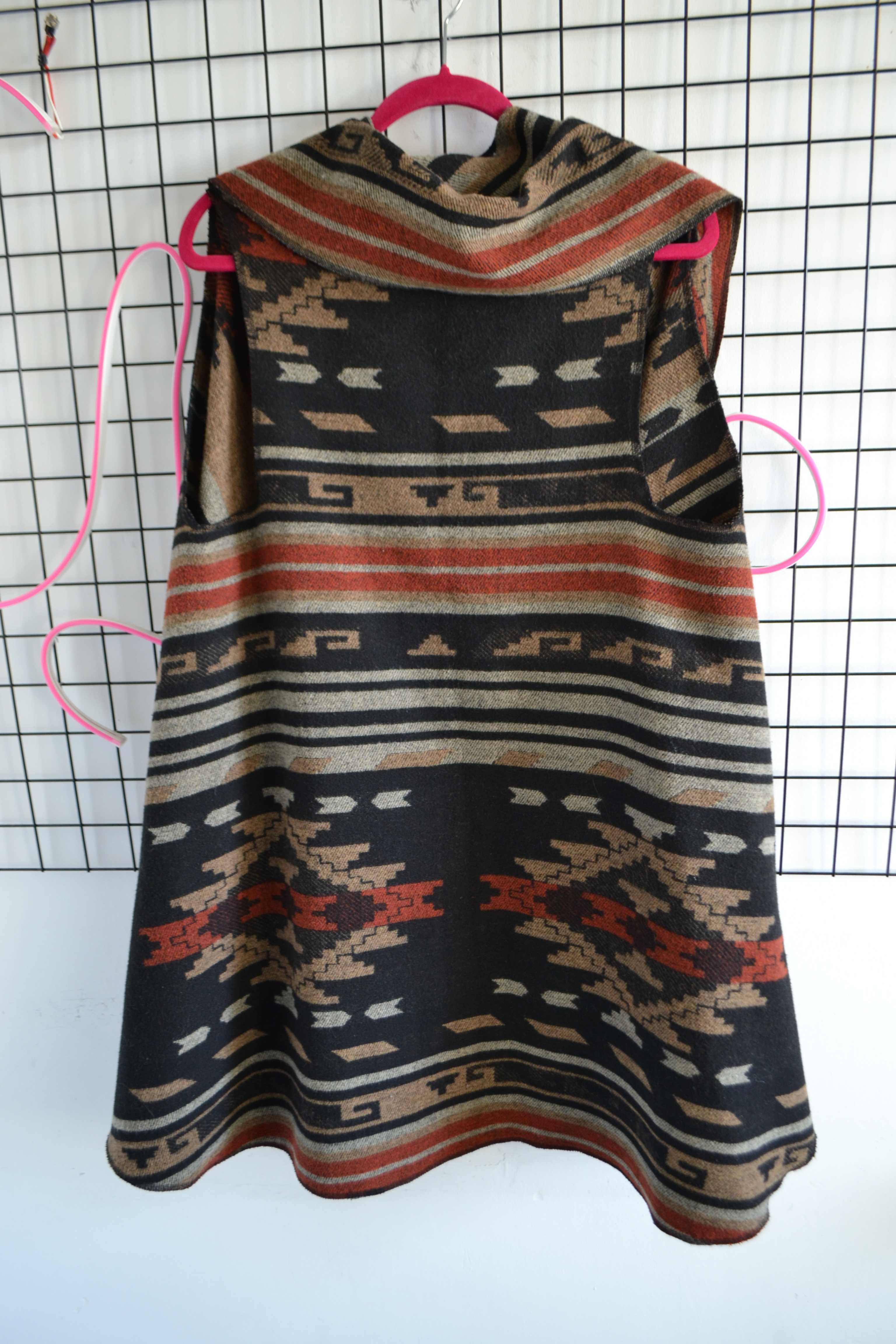 Ponczo poncho narzutka boho aztecka folk etno wełna New Look