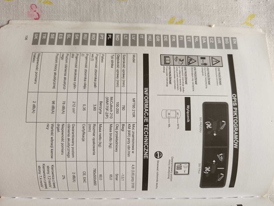 Glebogryzarka McCulloch MFT85 210 R