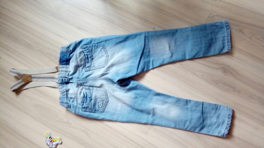 Jeansy spodnie z szelkami h&m
