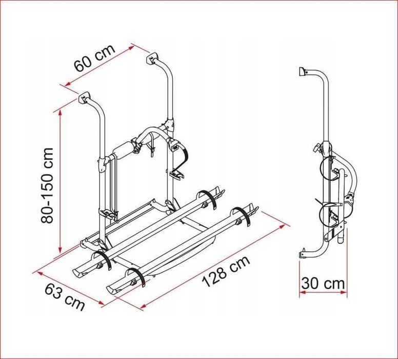 Bagażnik turystyczny rowerowy przyczepy, kampera busa Fiamma
