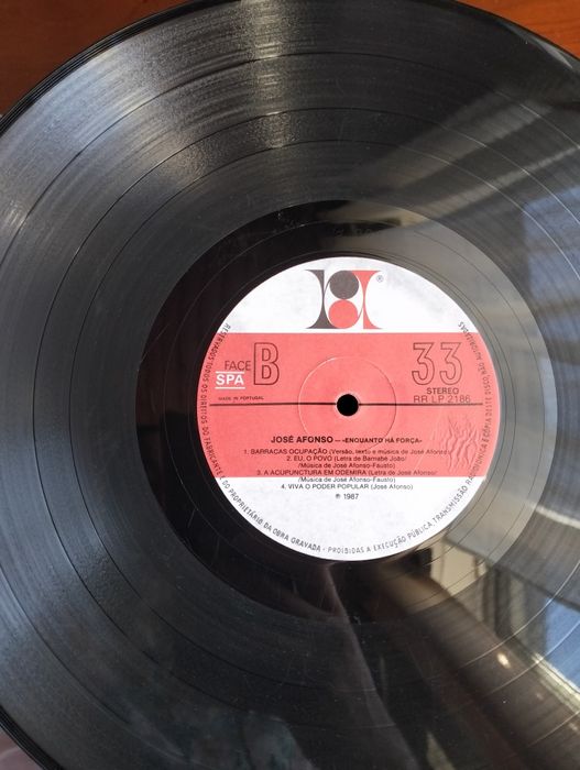 Disco de vinil LP Zeca Afonso - Enquanto Há Força'
