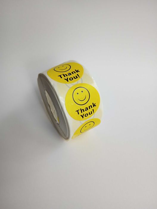 naklejki 500 sztuk naklejek THANK YOU  dziękuje na taśmie buźka