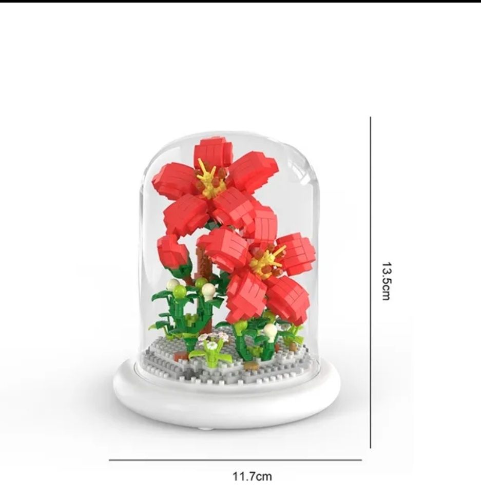 Лего конструктор червоні квіти 640 деталей з підсвіткою