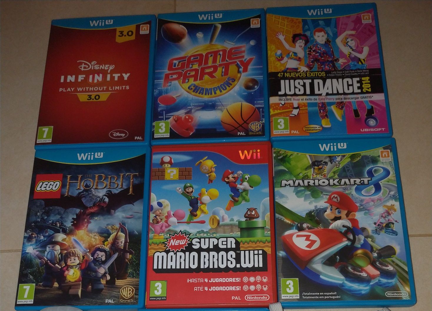 Jogos WIIU: Super Mario 3D World, Super Mario Bros Just Dance 2016 etc