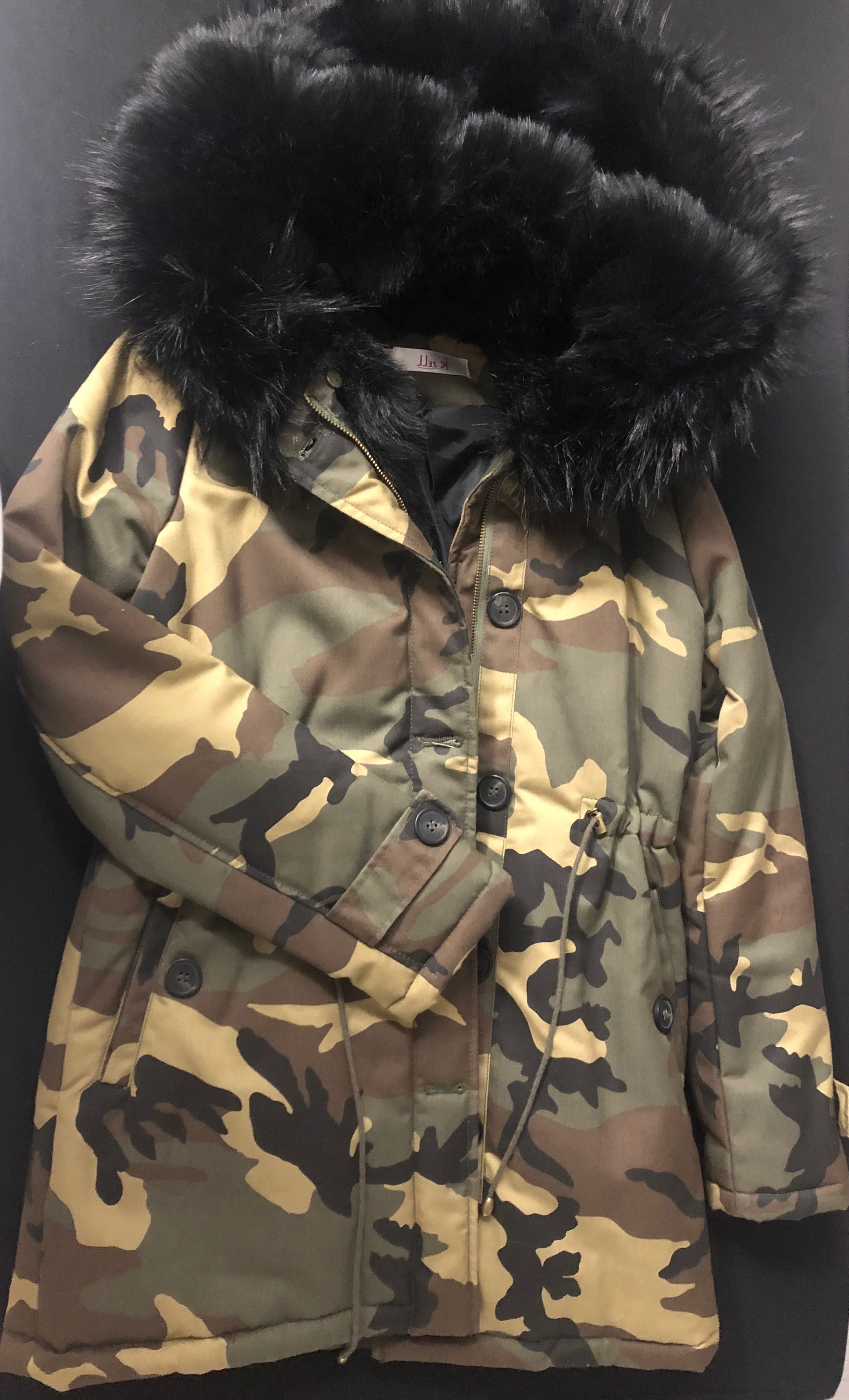 Nowa kurtka Parka moro z futrem r s/m