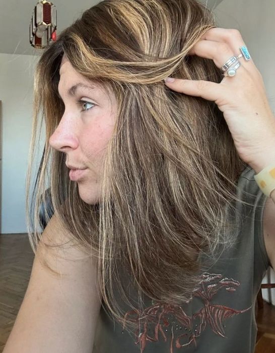 Peruka 100% włosy naturalne bob balejaż pasemka lace front