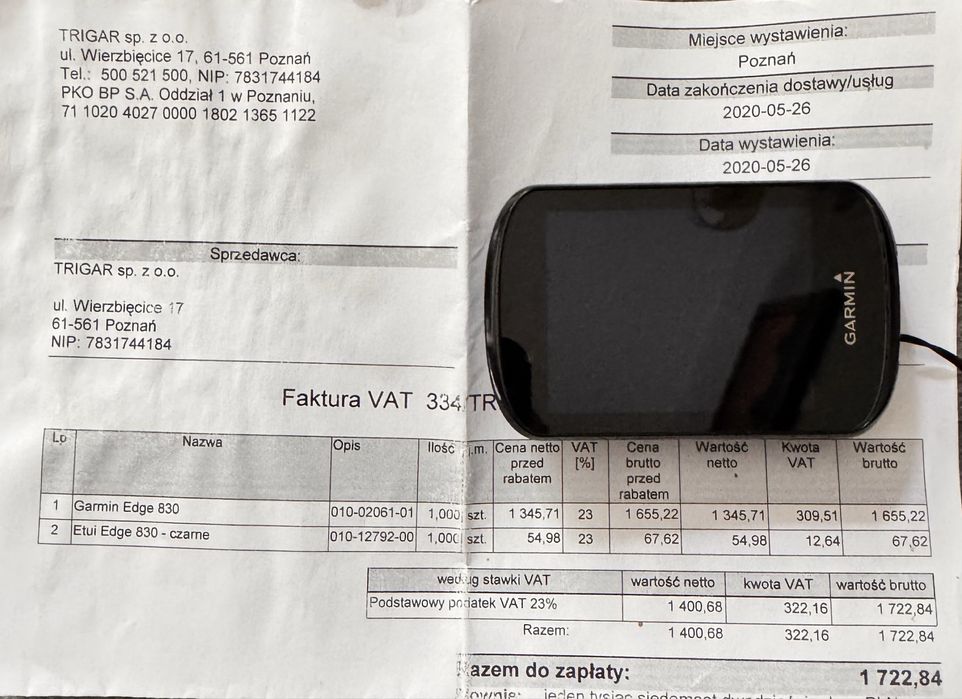 Garmin Edge 830 + etui czarne – używany, w pełni sprawny
