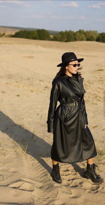 Жіночий тренч з екошкіри