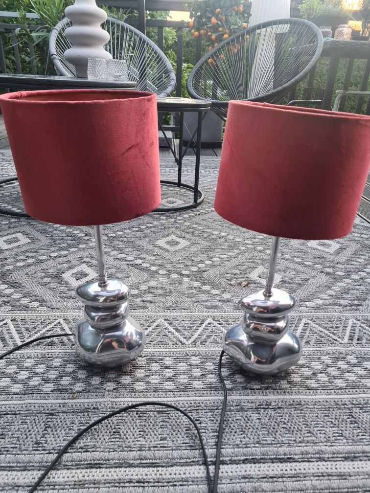 Lampki nocne komplet dwóch TKMax stylowe srebrne kamienie