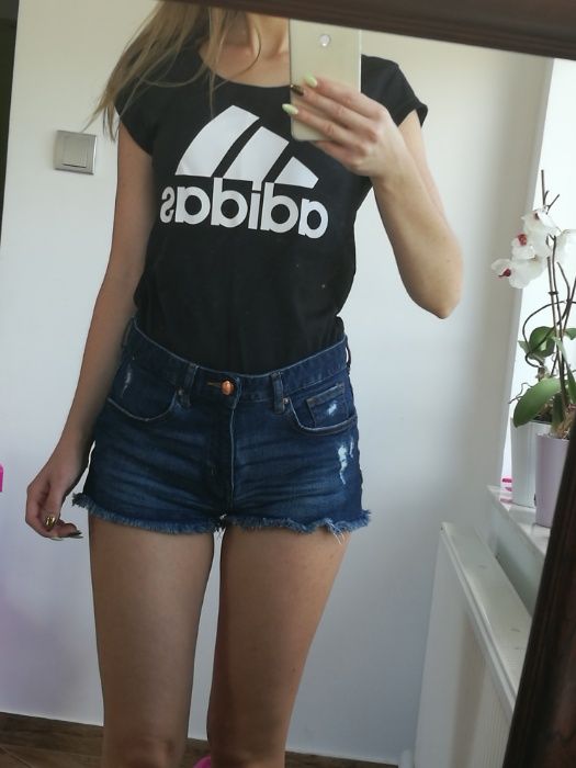 T-shirt koszulka Adidas xs Czarna białe Logo