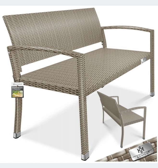 ŁAWKA ogrodowa rattanowa  2 osobowa  DO 320KG 125 X 62 X 90 CM KESSER