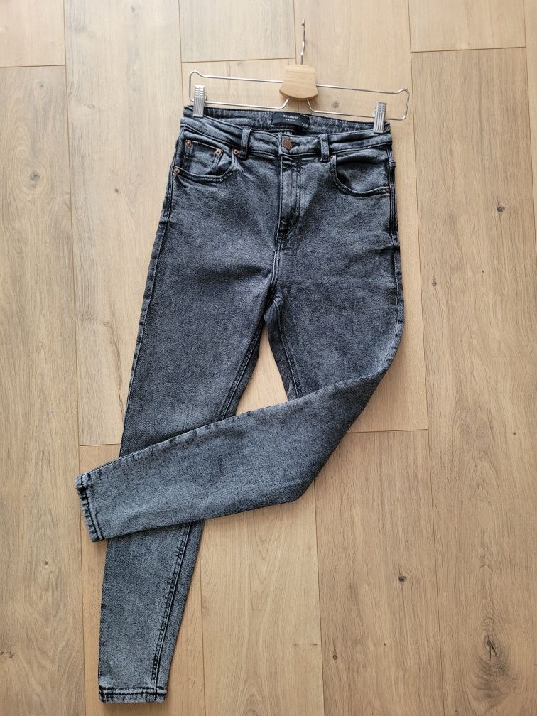 Spodnie jeansowe czarne szare skinny rurki gruby jeans przetarcia
