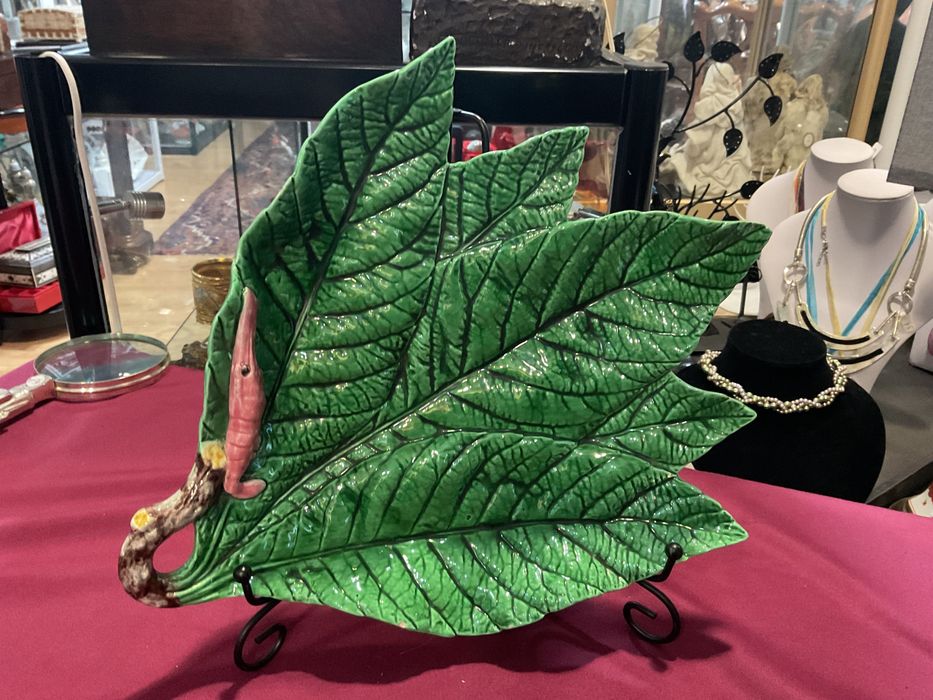 Bordalo Pinheiro folha com camarão faianças 33x28 cm