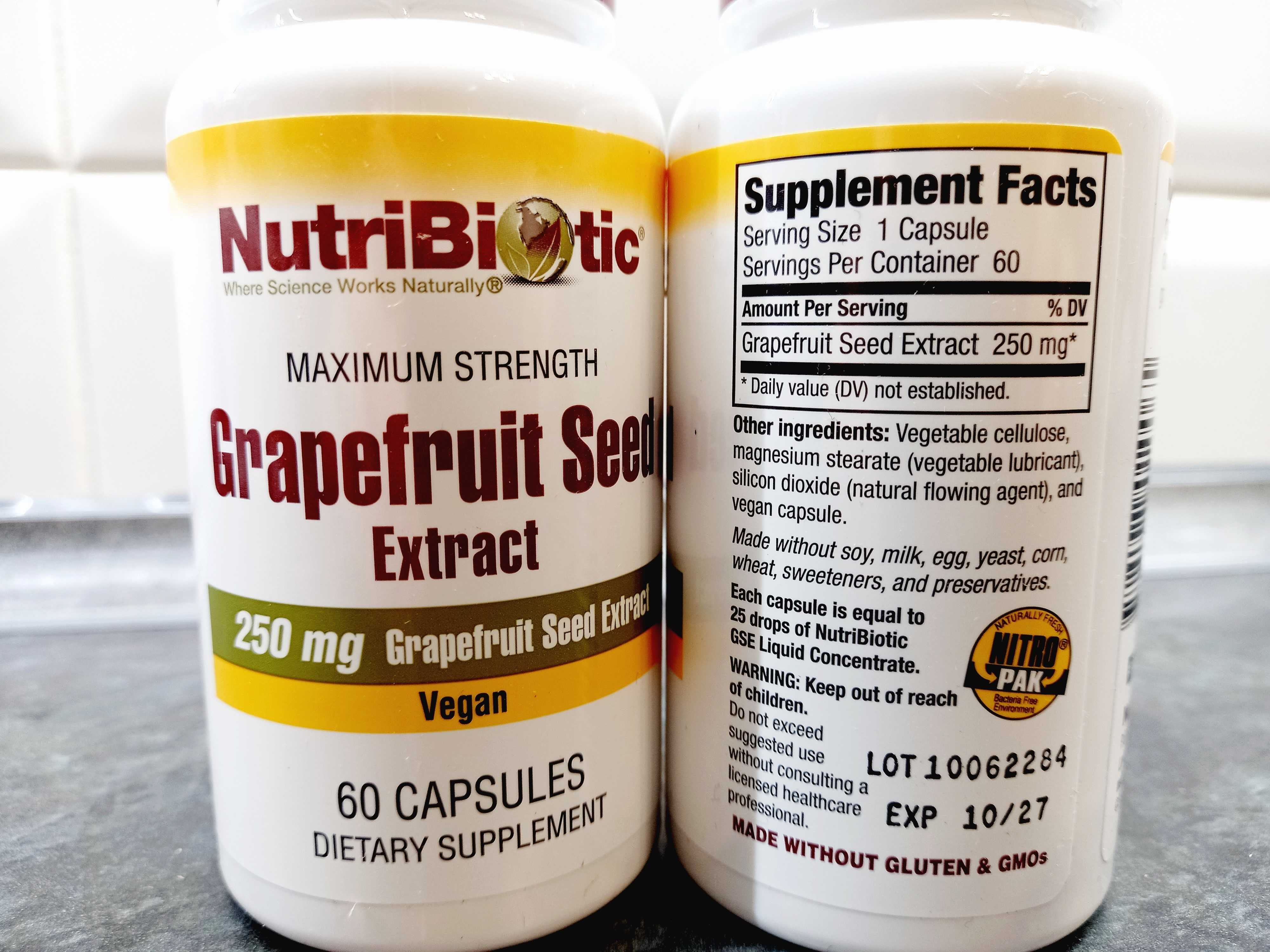 NutriBiotic, Grapefruit Seed Extract 250 мг (60 капс.), грейпфрут GSE