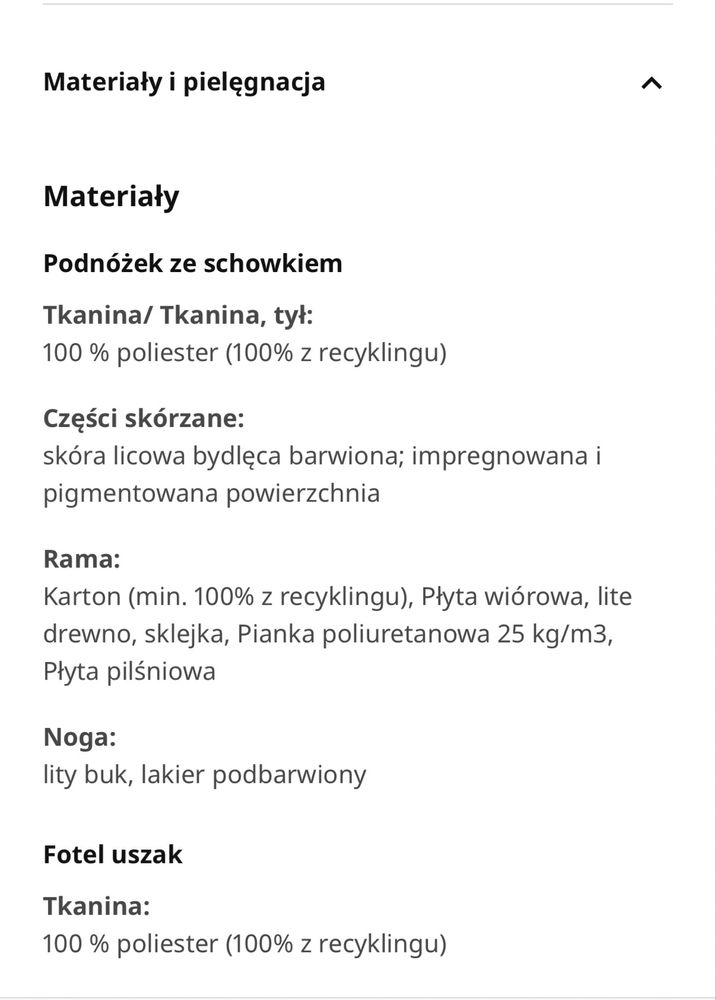 Piękny uszak z podnóżkiem ikea