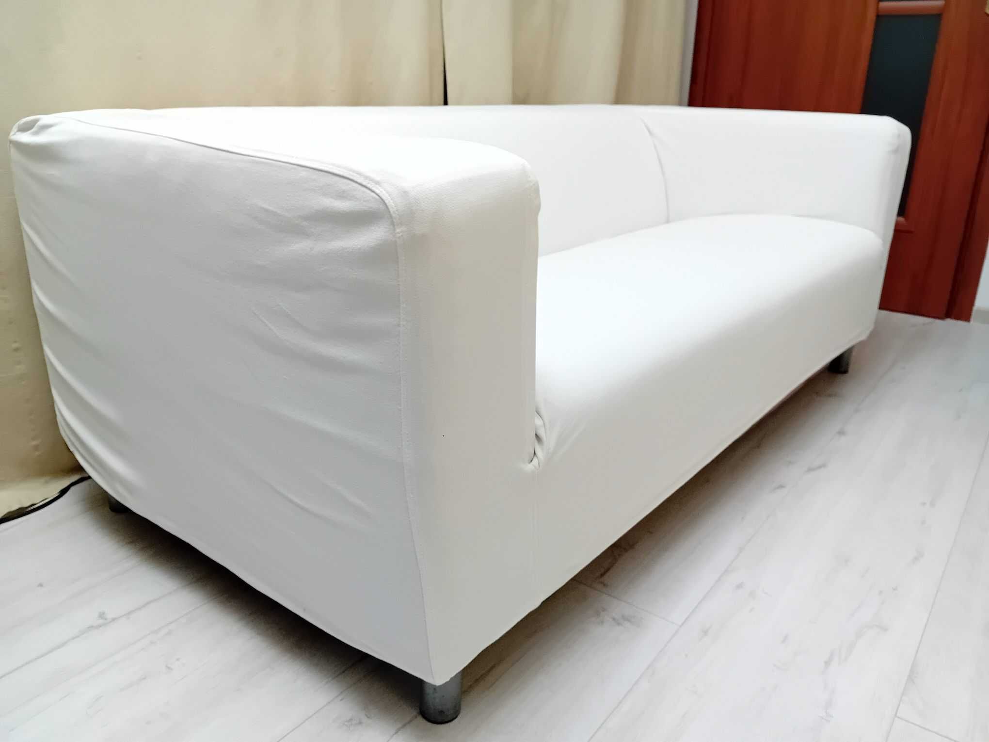 Sofa Ikea Klippan skóra naturalna czerwona + 4 pokrowce (trzy kolory)