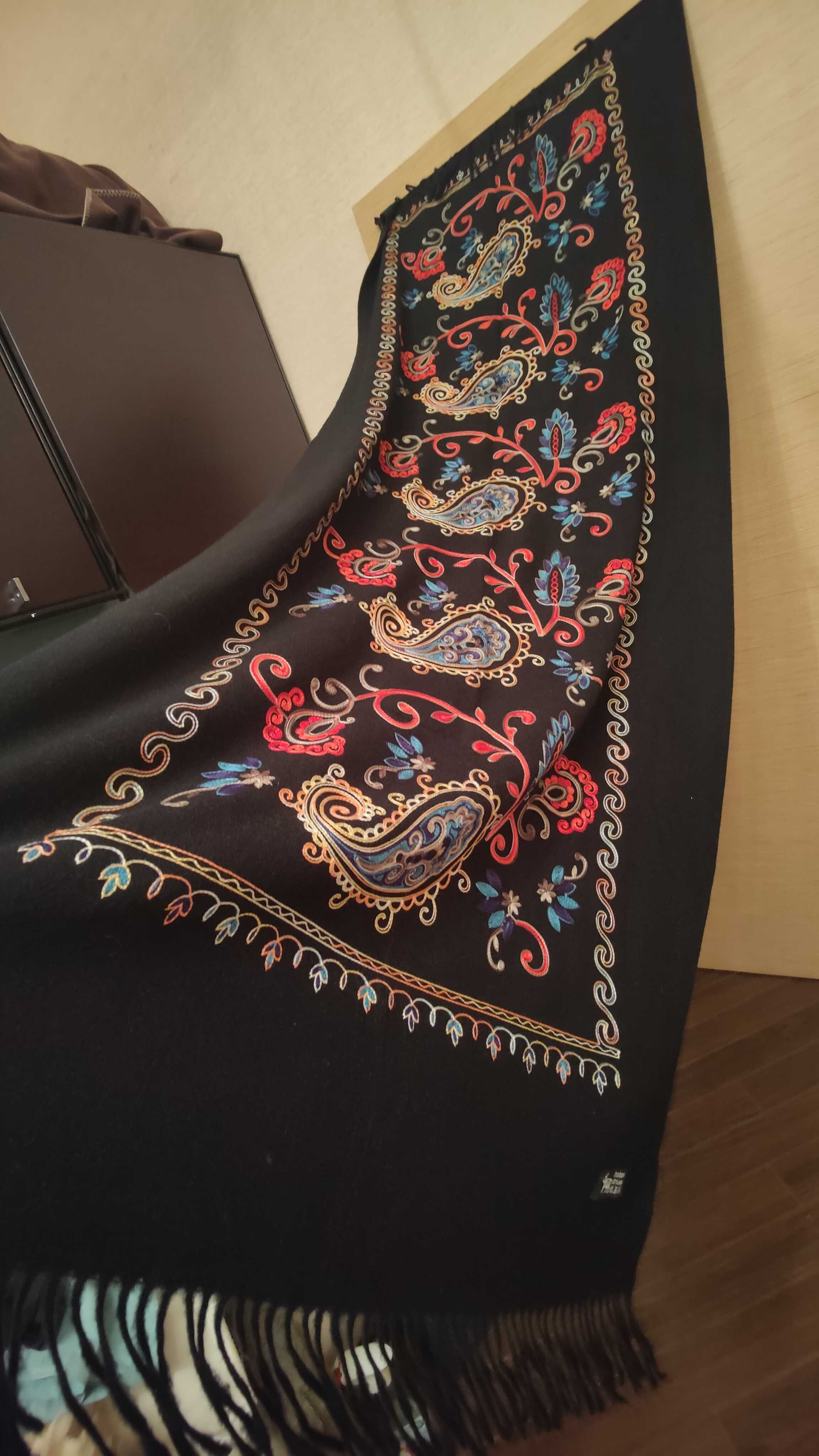 Новая Огромная Кашемировая люкс Шаль 100% Lamb Wool Палантин 195х75см
