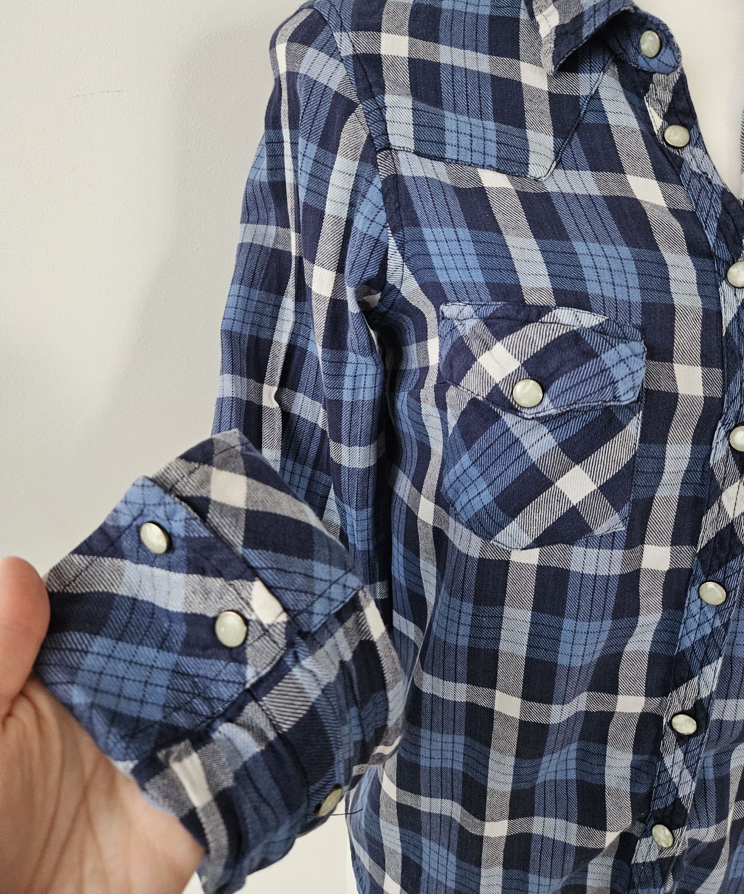 Koszula w kratę niebieska TopShop 38 M vintage długi rękaw viral hit