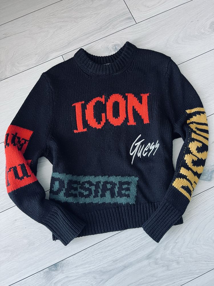Sweter Guess czarny Icon desire Logo napisy r. S