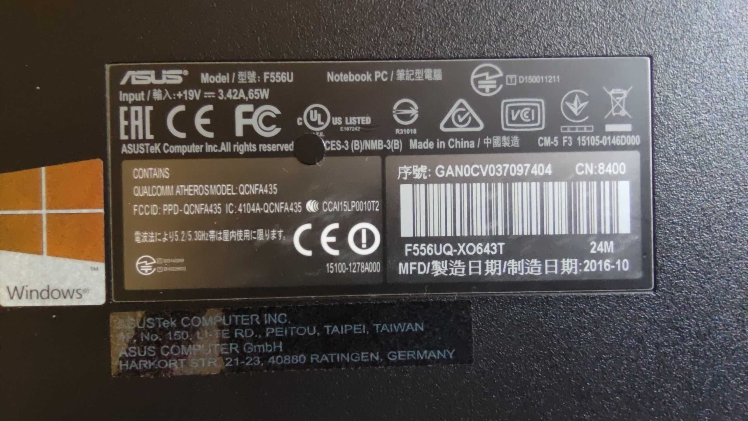 Ноутбук Asus F556U (i5-7200U/geforce 940MX/2x4 gb ram/ ssd 120+hdd 500