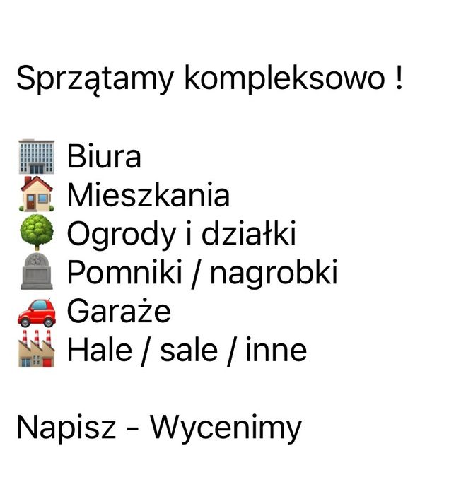 Sprzątanie mieszkań,domów,biur,ogród,nagrobki,działki