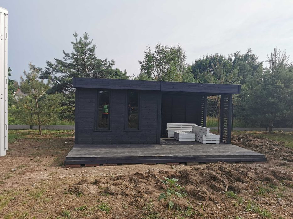 Domek narzędziowy,gospodarczy,drewniany,ogrodowy,magazyn,3x3m+taras3x3