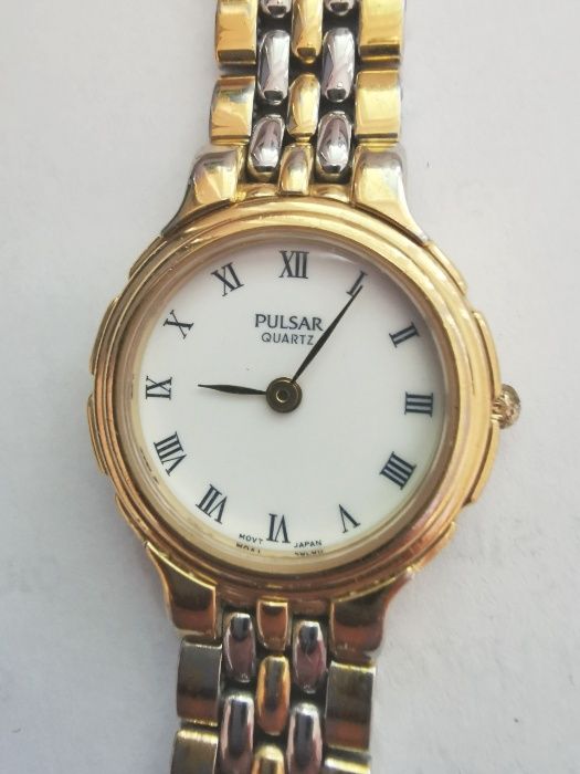 Damski Pulsar Zegarek stalowo-metalowa Bransoletka czysta biała Tarcza