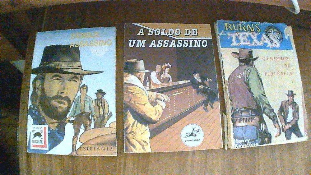 livros antigos romance e policiais cowboys