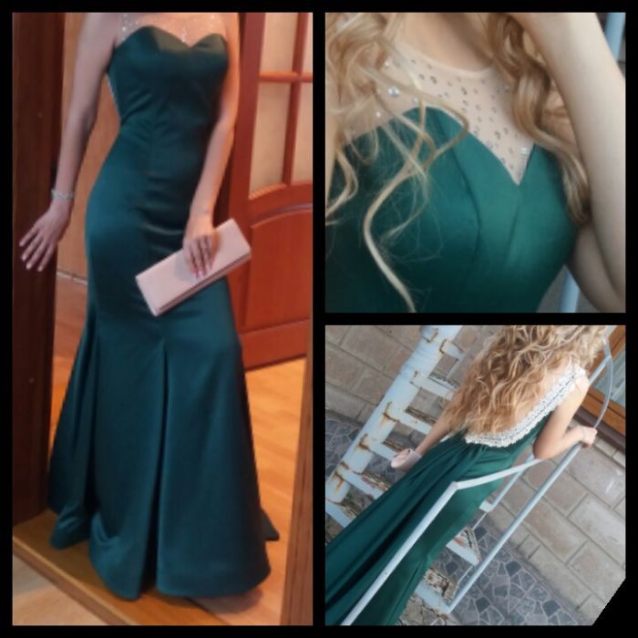 Выпускное платье в пол изумрудного (зеленого) цвета