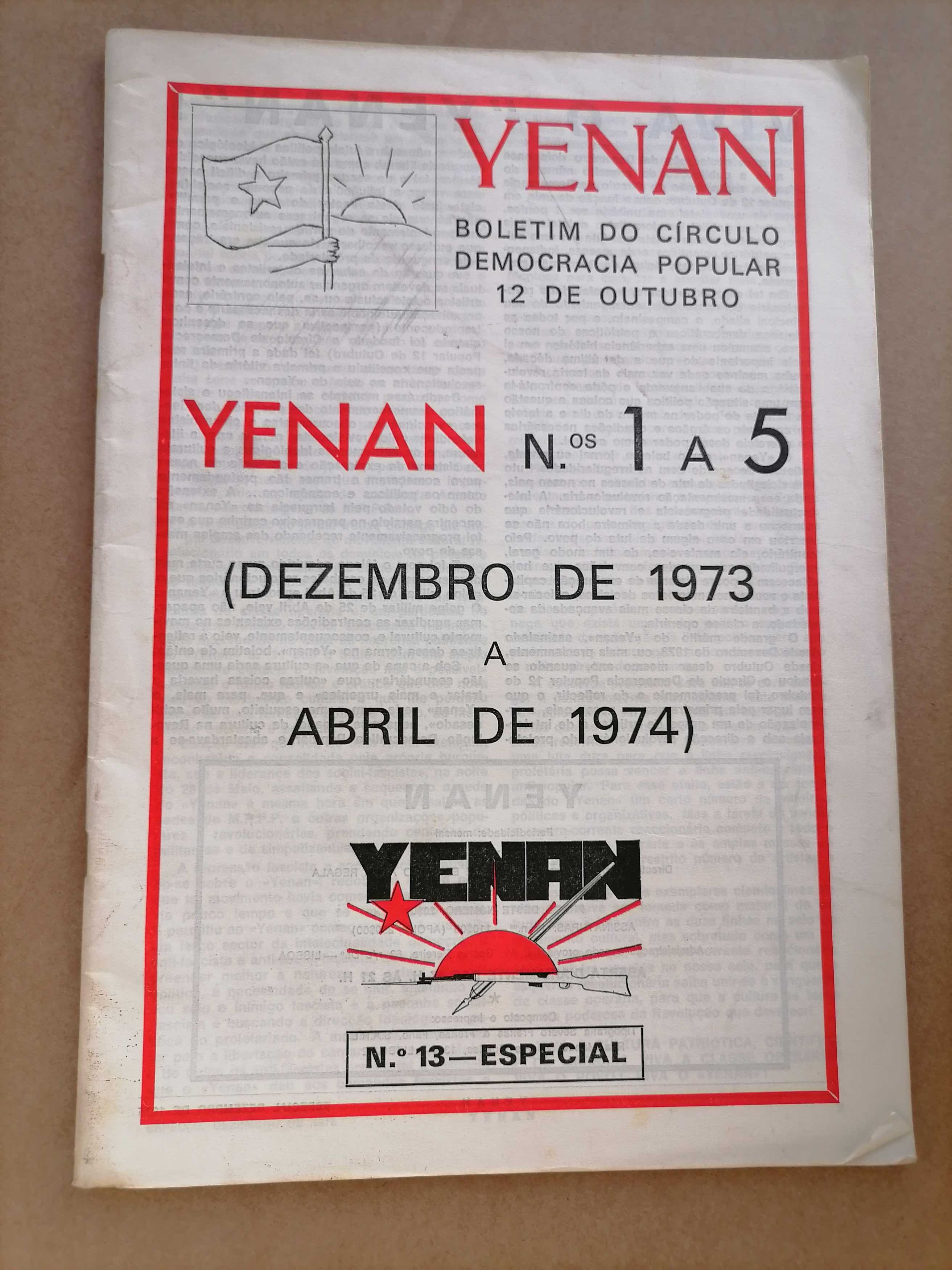Histórico YENAN Círculo Democracia Popular Nºs 1 a 5 Dez.1973/Abril 74