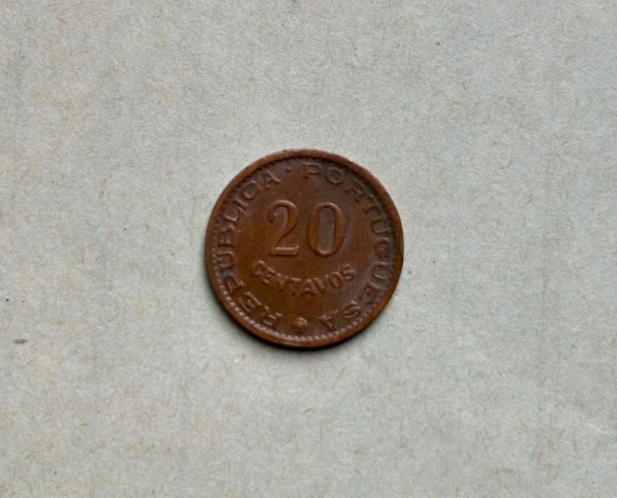 Moeda de 20 Vinte Centavos Colónia de Timor República Portuguesa 1970