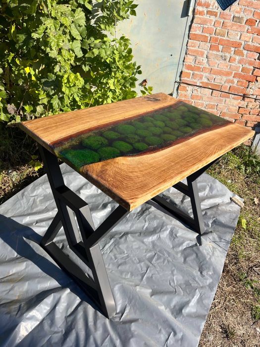 Фактурна стільниця(стіл) для саду з міцного дуба.