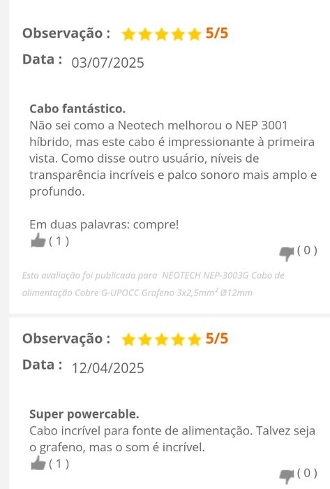 Cabo de alimentação Hi End Neotech NEP-3003 G UP-OCC