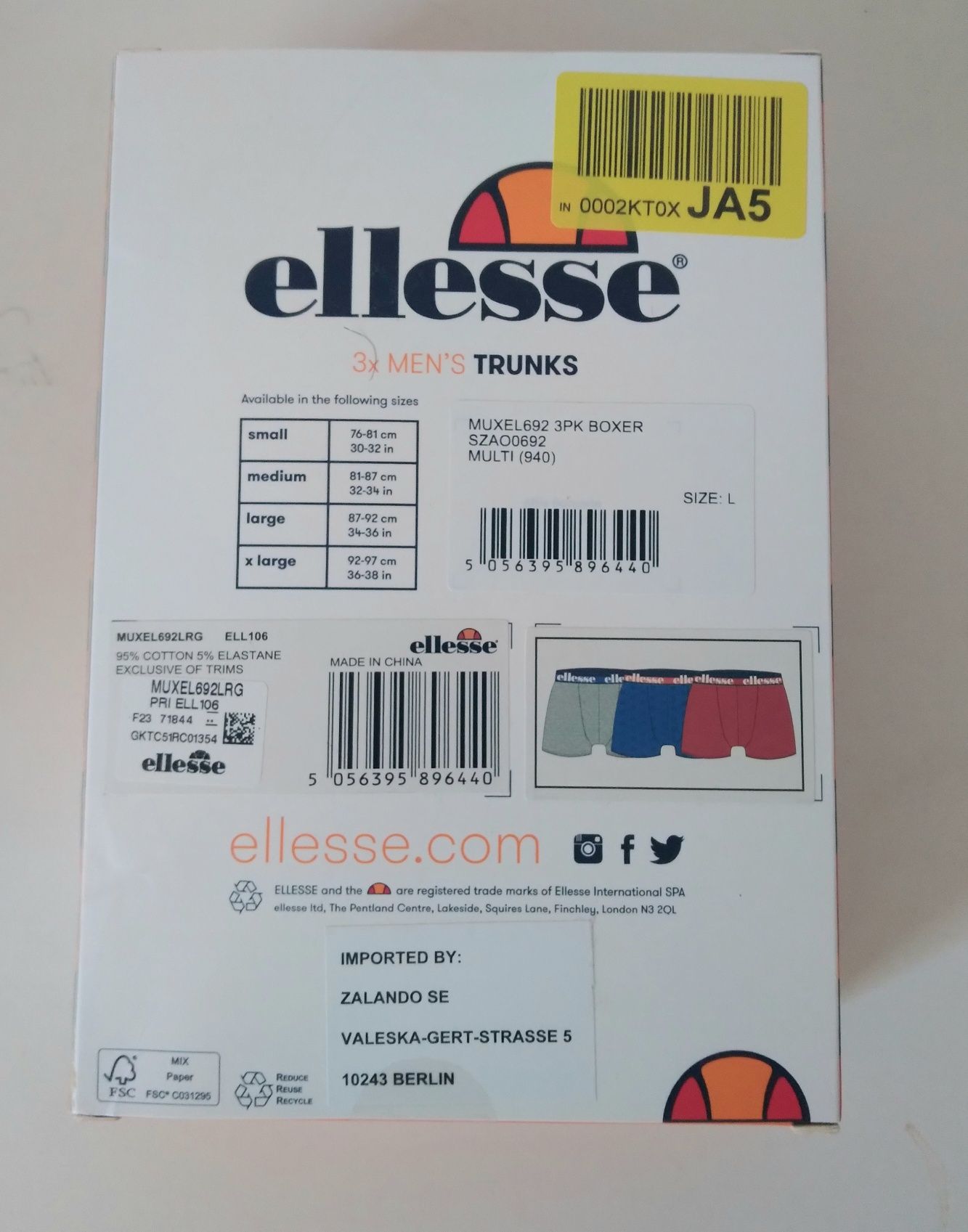 Bokserki Ellesse 3 pack r. L - oryginał